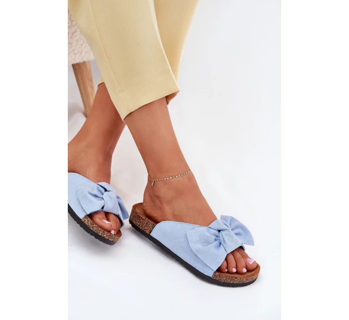 Dámské Pantofle Na S Mašlí Modré model 21701483 - Boto Dámské Pantofle Na S Mašlí Modré model 21701483 - Boto