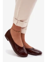 Lakované Baleríny z Eko Kůže Čokoládové Selanora