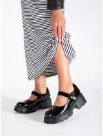 Designové dámské černé  polobotky platforma