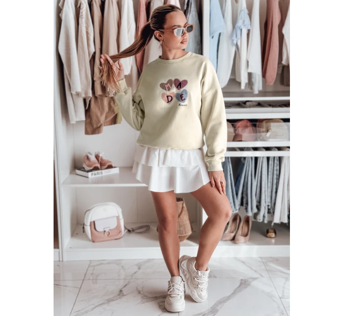 Dámská nadměrná mikina se srdíčky MADELIN světle zelená FashionStreet BY1460 Dámská nadměrná mikina se srdíčky MADELIN světle zelená FashionStreet BY1460