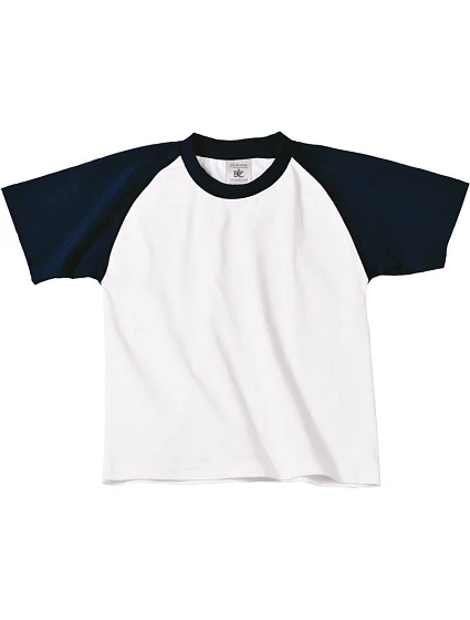 B&C Base-Ball /kids Dětské raglánové kontrastní tričko 01.0350 white/navy B&C Base-Ball /kids Dětské raglánové kontrastní tričko 01.0350 white/navy