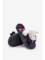 Dětské pantofle na tlusté podrážce se šedým medvídkem model 21641406 - Boto Dětské pantofle na tlusté podrážce se šedým medvídkem model 21641406 - Boto