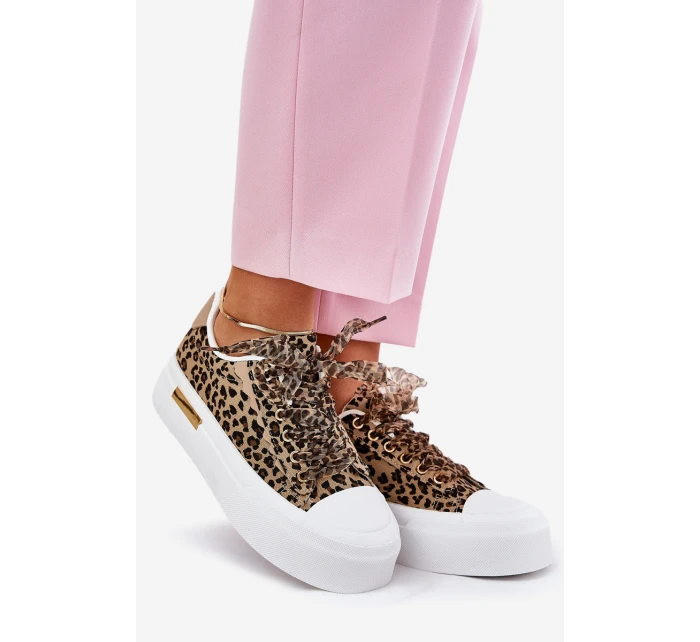 Dámské Tenisky Na Masivní Platformě S Ozdobným Šněrováním Leopardí Hnědé Zidora Dámské Tenisky Na Masivní Platformě S Ozdobným Šněrováním Leopardí Hnědé Zidora