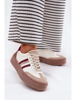 Kožené dámské sneakersy na platformě Zazoo N1234 béžovo-červené Kožené dámské sneakersy na platformě Zazoo N1234 béžovo-červené