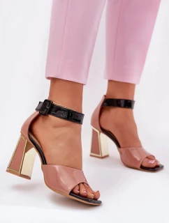 Dámské lakované sandály na sloupku Růžové Vinceza 20266