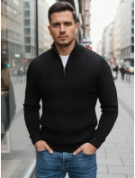 Pánský černý svetr FashionStreet WX1894 Pánský černý svetr FashionStreet WX1894