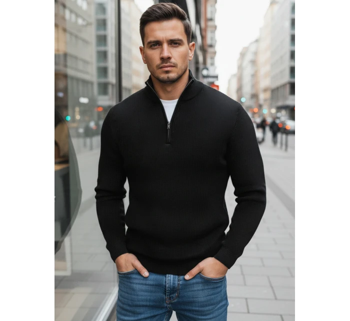 Pánský černý svetr FashionStreet WX1894 Pánský černý svetr FashionStreet WX1894
