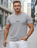 Pánské bavlněné šedé tričko s potiskem FashionStreet NX5125R