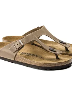 Dámské žabky Birkenstock Gizeh Oiled Leather Tabacco Brown Regular wide (0943811) dámské