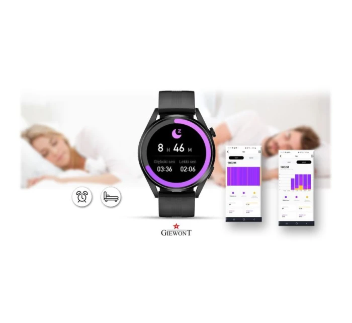 GIEWONT Vertex SmartCall GW450-1 Carbon/Carbon Silicone Smartwatch GIEWONT Vertex SmartCall GW450-1 Carbon/Carbon Silicone Smartwatch