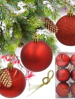 DEKORATIVNÍ PLASTOVÁ CETKA 12KS 60MM ČERVENÁ