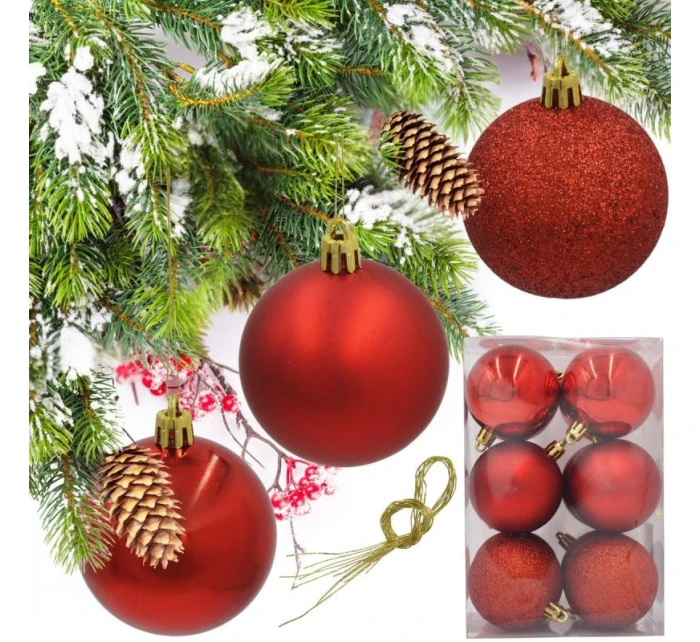 DEKORATIVNÍ PLASTOVÁ CETKA 12KS 60MM ČERVENÁ