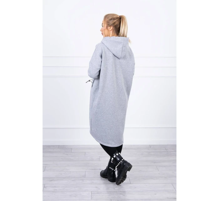 Zateplená dlouhá mikina šedá