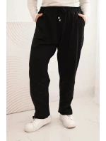 Dámské kalhoty Plus Size bavlněné s kapsami černé