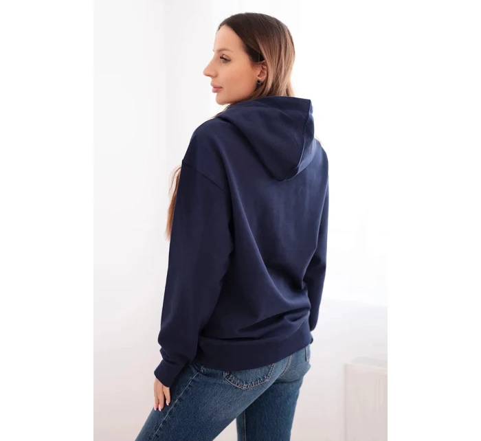 Dámská mikina s kapucí a klokaní kapsou modrá