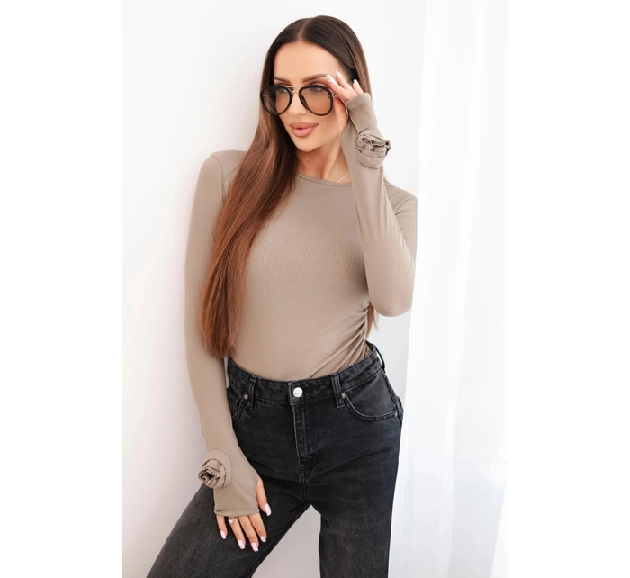 Dámská pruhovaná blůza s nařasením po straně fango Dámská pruhovaná blůza s nařasením po straně fango