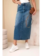 Džínová midi sukně M.Sara s vysokým pasem modrá