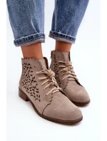 Dámské Prodyšné Šněrovací Botky Zazoo 2871 Beige