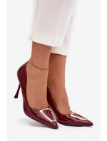 Lakované lodičky se zlatým detailem bordó Paivelle