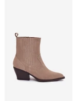 Semišové dámské boty na podpatku vyhřívané béžové model 21786883 - Boto Semišové dámské boty na podpatku vyhřívané béžové model 21786883 - Boto