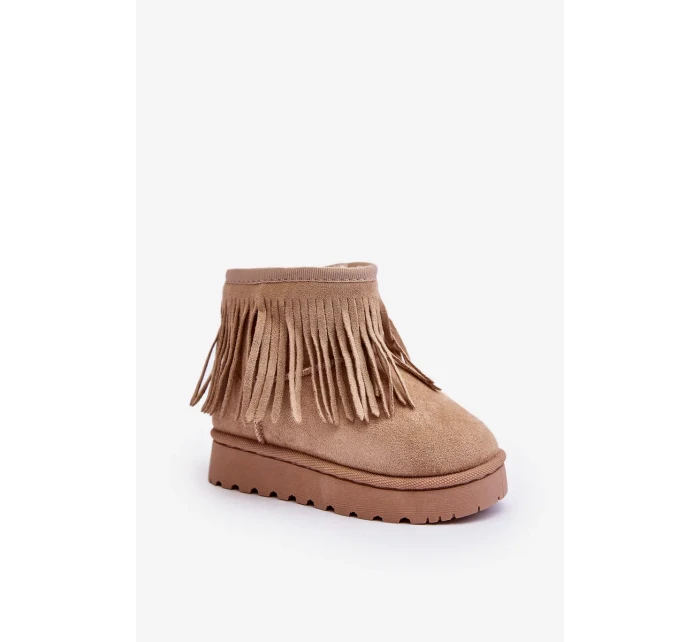 Zateplené dětské sněhule s ozdobnými třásněmi Béžová Nimia