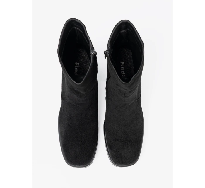 Komfortní dámské kotníčkové boty černé na širokém podpatku Komfortní dámské kotníčkové boty černé na širokém podpatku