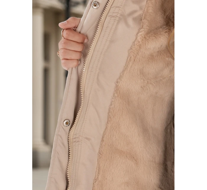 Dámská zimní bunda parka s kožešinou béžová FashionStreet TY5112