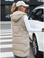 Dámská dlouhá prošívaná béžová vesta FashionStreet TY5265