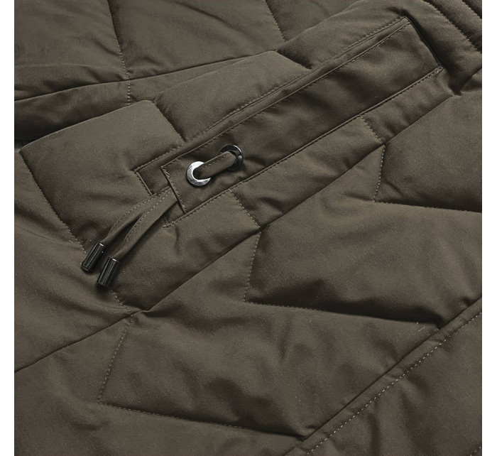 Dámská zimní bunda v army barvě s odepínací kapucí (16M9060-136)