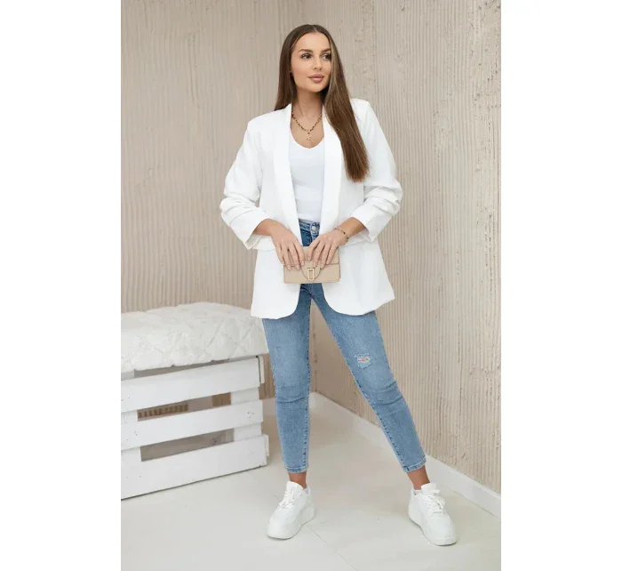 Sako s klopami elegantní ecru