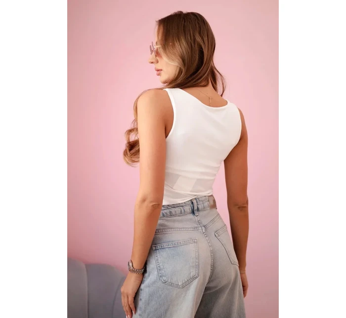 Dámská halenka na ramínka s výstřihem ecru Dámská halenka na ramínka s výstřihem ecru