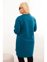 Dámské šaty Plus Size máslové s kapsou a 3/4 rukávem mořská