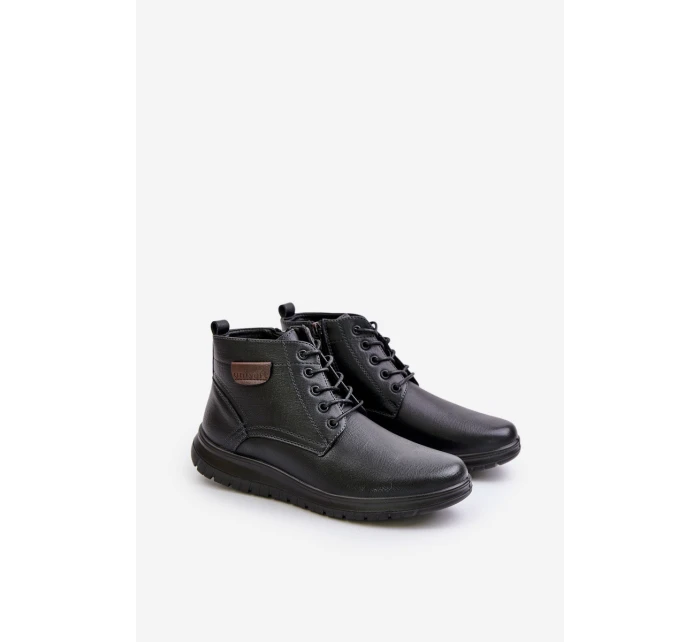 Pánské zateplené boty na zip šněrovací černé model 21678278 - EVENTO