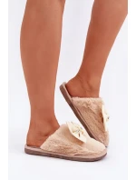 Dámské Pantofle S Kožešinou A Mašlí Béžové model 21681839 - Boto Dámské Pantofle S Kožešinou A Mašlí Béžové model 21681839 - Boto