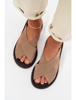 Dámské sandály Zazoo 3196 z přírodního semiše Béžové