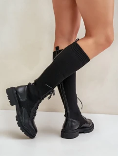 Nazouvací kozačky s ponožkovým svrškem černé Iranel