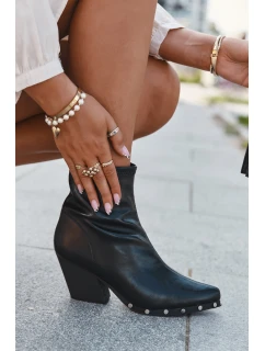 Dámské kovbojské botky Abrielle – na sloupkovém podpatku, černé