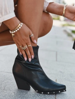 Dámské kovbojské botky Abrielle – na sloupkovém podpatku, černé