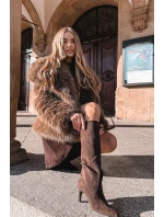 Dámské kozačky z eko semiše na jehlovém podpatku Phelin – čokoládové Dámské kozačky z eko semiše na jehlovém podpatku Phelin – čokoládové