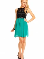 Dámské párty šaty MAYAADI bez rukávů s krajkou krátké černo zelené - Černá - MAYAADI