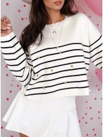 Dámský svetr ecru model 21970674 - FashionStreet Dámský svetr ecru model 21970674 - FashionStreet