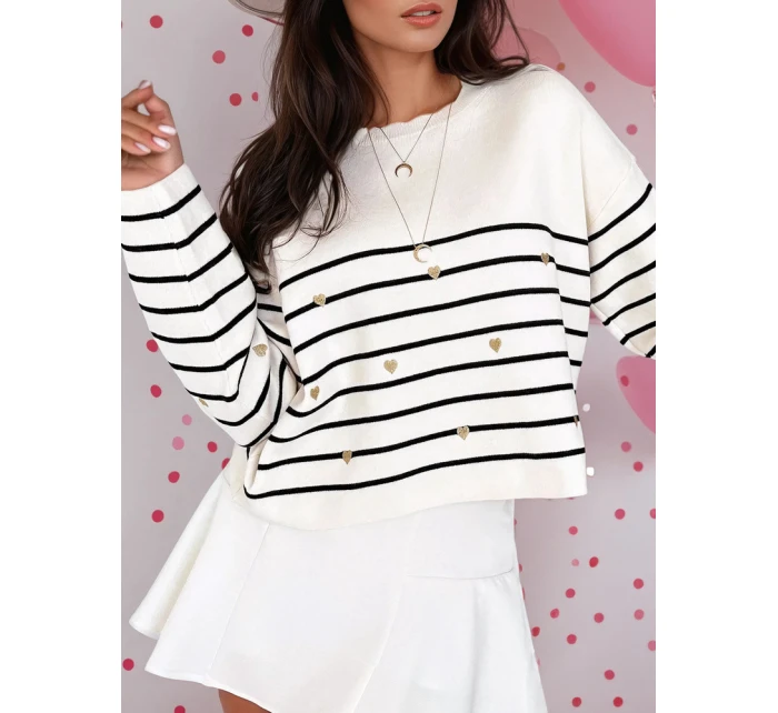 Dámský svetr ecru model 21970674 - FashionStreet Dámský svetr ecru model 21970674 - FashionStreet