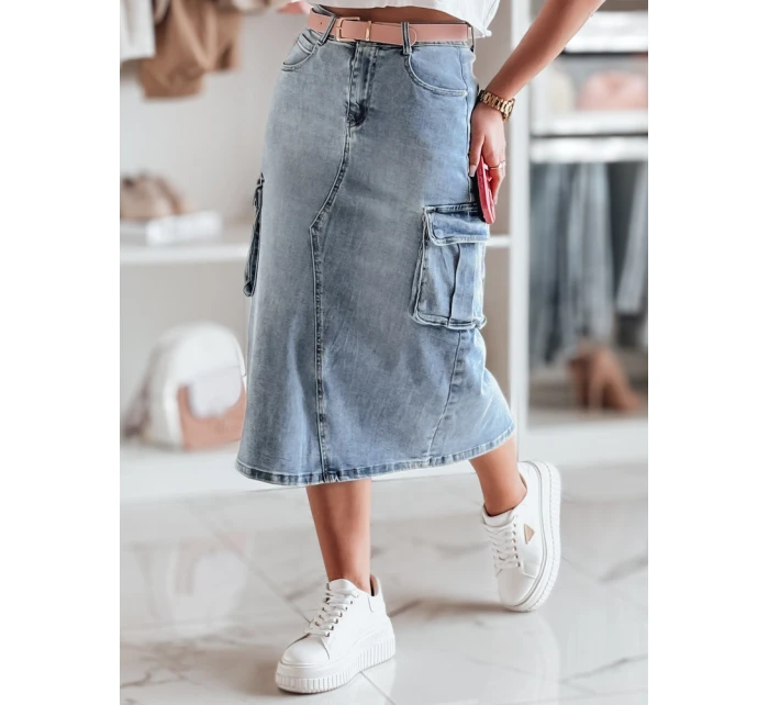 CARGOMIDI modrá midi džínová sukně FashionStreet CY0490