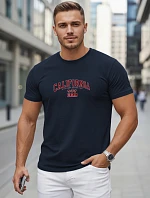 Pánské bavlněné tričko s potiskem „California“, tmavě modré, FashionStreet NX5140R