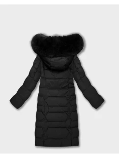 Dlouhá černá dámská bunda s kapucí model 21799993 - ROSSE LINE