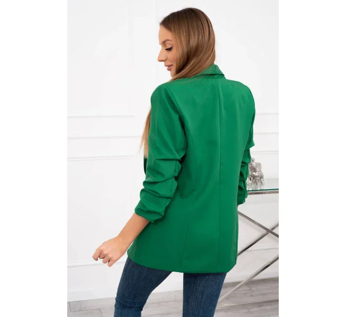 Bunda s klopou elegantní tmavě zelená Bunda s klopou elegantní tmavě zelená