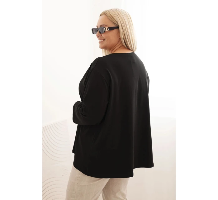 Dámská blůza Plus Size s bavlnou, kapsou a ohrnutým rukávem kiwi Dámská blůza Plus Size s bavlnou, kapsou a ohrnutým rukávem kiwi