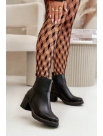 Zateplené Dámské Kotníkové Boty Na Podpatku Eko Kůže Černé Irittes Zateplené Dámské Kotníkové Boty Na Podpatku Eko Kůže Černé Irittes