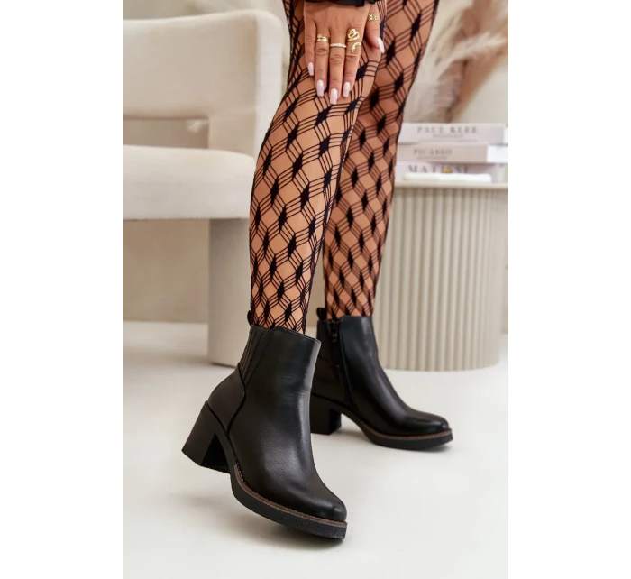 Zateplené Dámské Kotníkové Boty Na Podpatku Eko Kůže Černé Irittes Zateplené Dámské Kotníkové Boty Na Podpatku Eko Kůže Černé Irittes