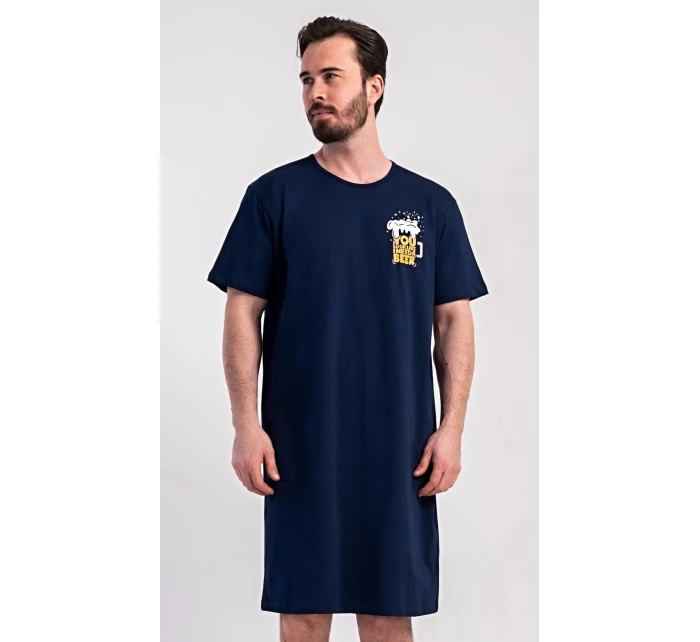 Pánská noční košile s krátkým rukávem Pivo Tmavě modrá - Vienetta